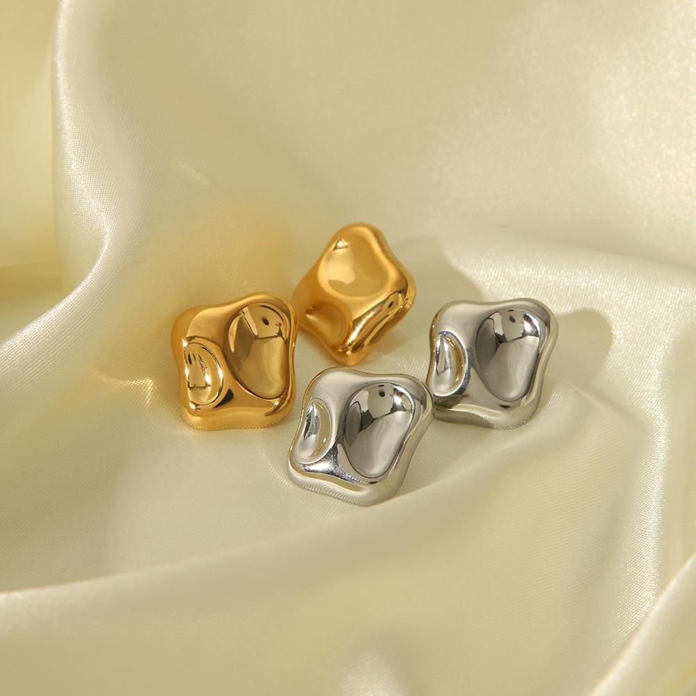 Stainless Steel Geometric Shape Shape Earrings For Women Gold Sliver Color Pierce Ear Stud