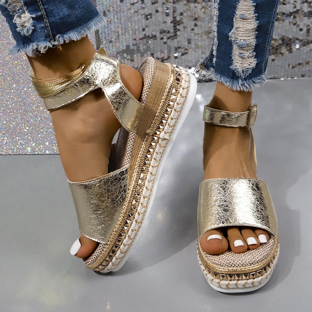 Fashion New Fashion Graffiti Platform Sandals Women Double Buckle Strap Flat Sandals Woman Summer 2025 Thick Sole Non Slip Beach Shoes