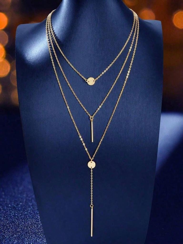 1pc Fashionable Multi-Layer Chains Long Necklace