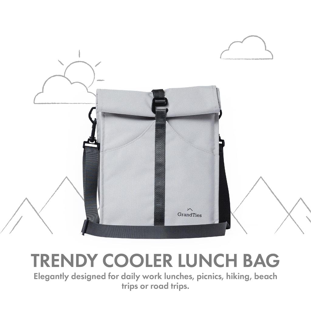 GRANDTIES Insulated Lunch Bag for Women, Men, Adults, and Teens - Roll-Top Leakproof Meal Prep Lunch Box Container, Reusable Snack Bag, Travel