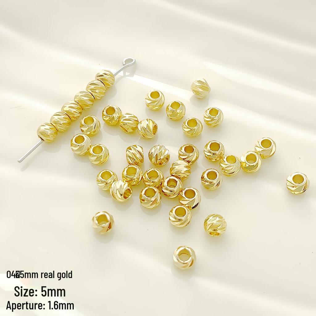 18K Vergoldete, kreuzgeschnittene, runde Abstandshalterperlen für die DIY Schmuck-, Halsketten- und Armbandherstellung.