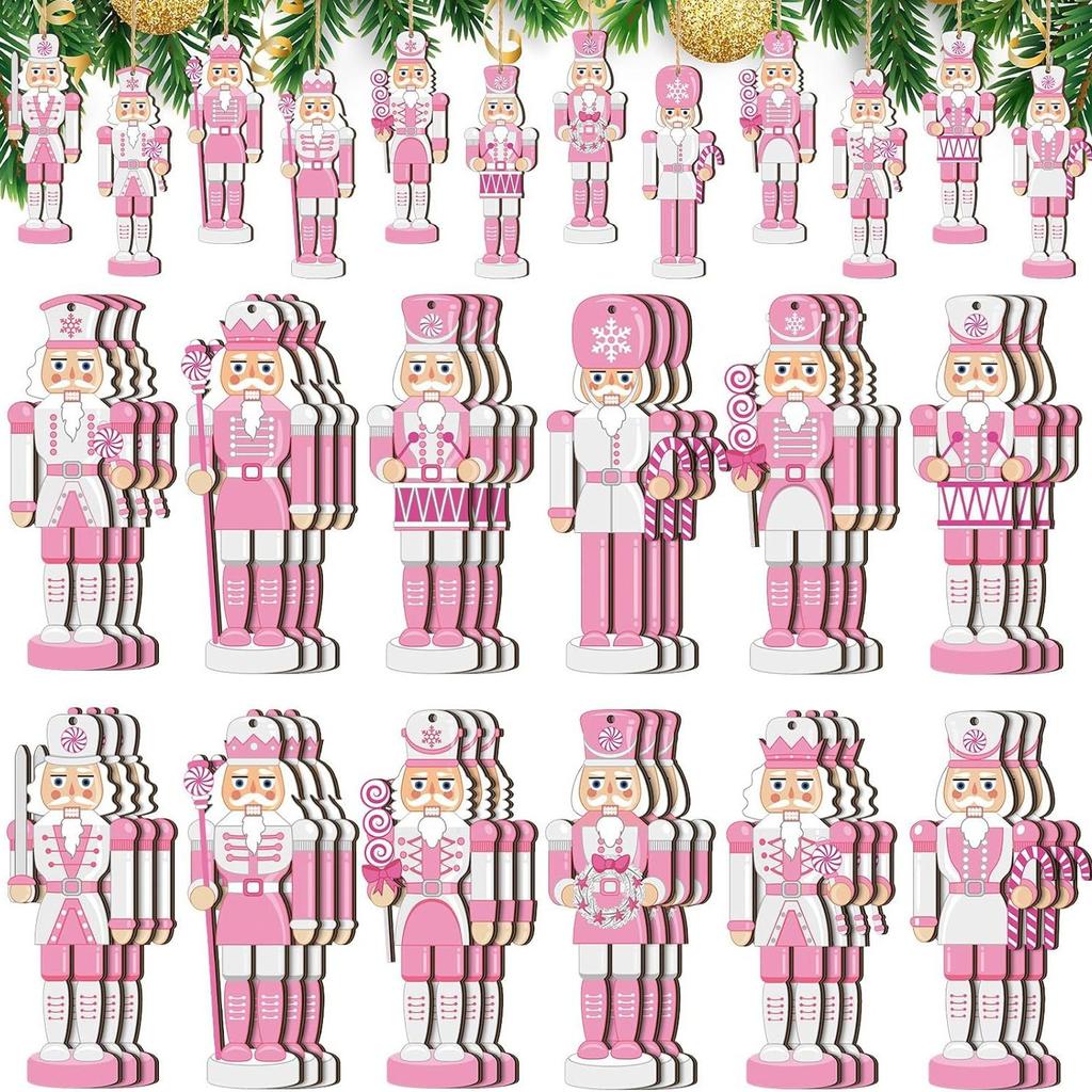 1 Set Vintage Christmas Wooden Craft Nutcracker Pendants Party Decoration Xmas Tree Hanging Ornament Kids Gift Home Supplies