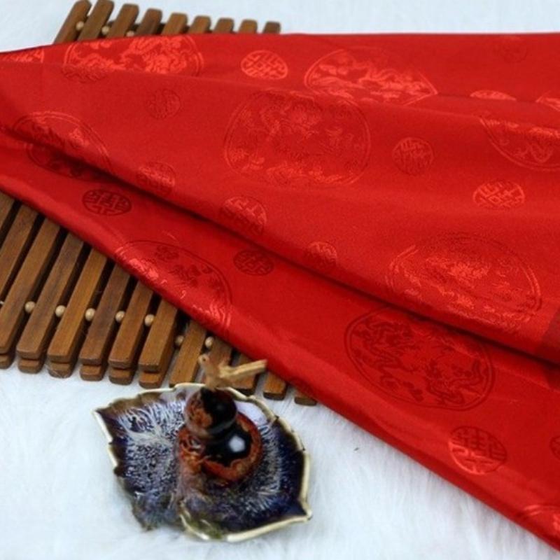 Vintage Dragon Jacquard Silk Brocade Fabric for Kung Fu Uniform Hanfu Tang Suit Traditional Chinese Clothing DIY Craft