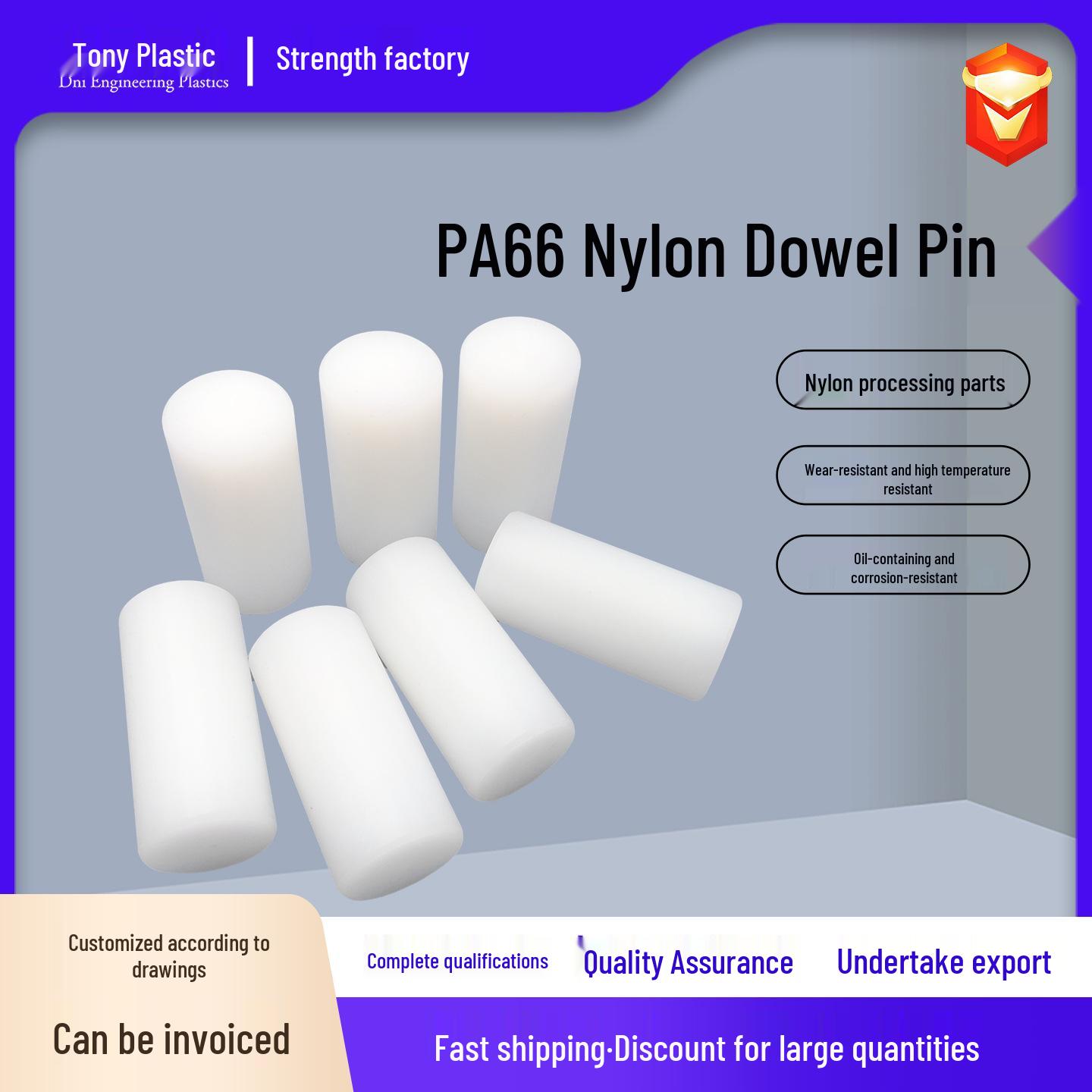 Durable PA6 Nylon Pin Coupler Rod Custom Processing