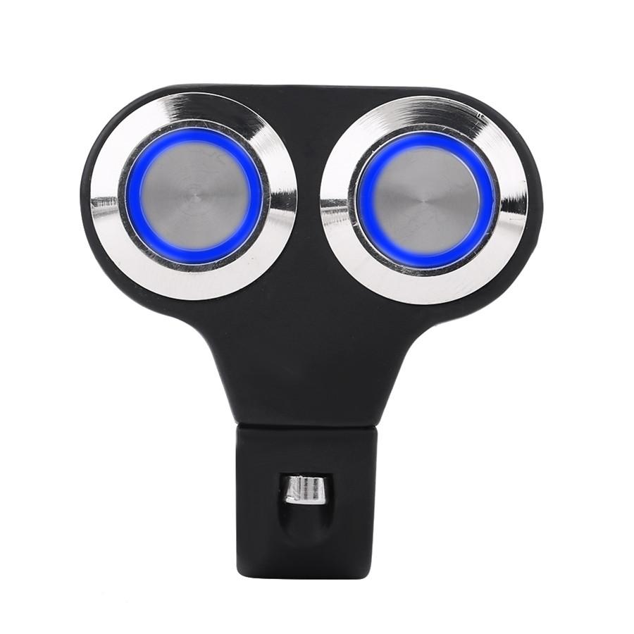 Motorbike 22mm 7/8" Handlebar Switch Blue LED Manual-Return Headlight DRL ON-OFF