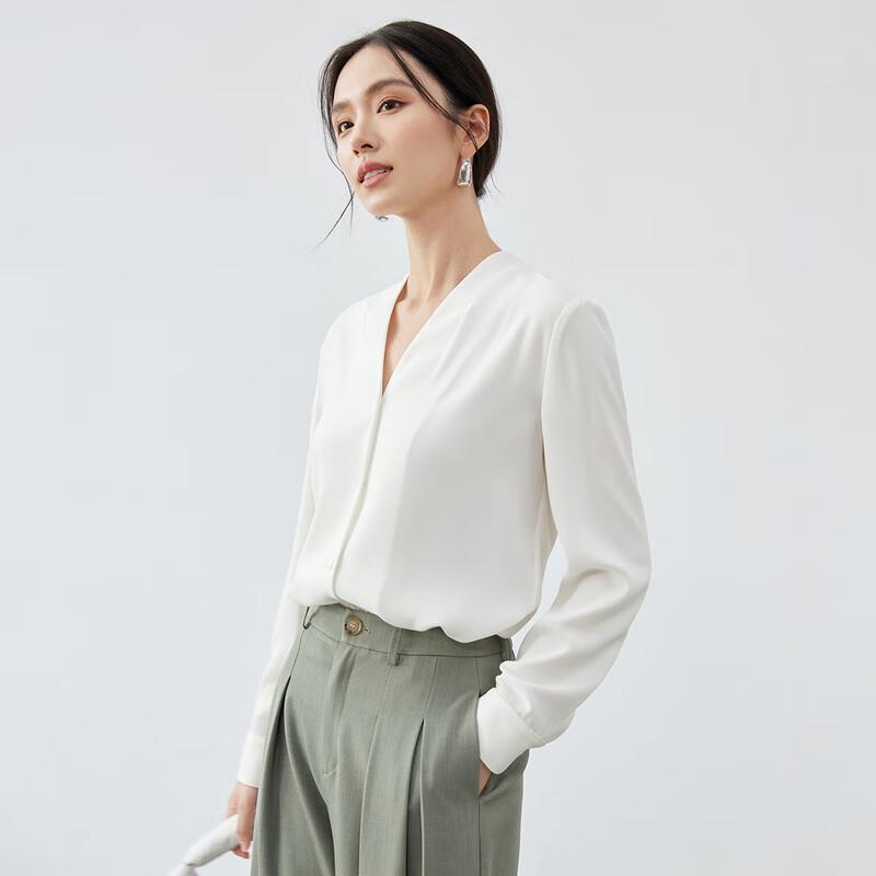 Women's V-Neck Chiffon Long Sleeve Blouse