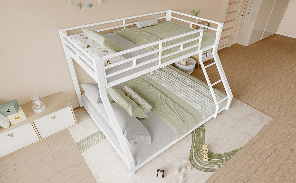 Etagenbett, 90*200 cm 140*200 cm, Rausfallschutz, Leiter, EN747 zertifiziert, ohne Matratze, Metall, weiß