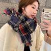 Winter Double-Sided Houndstooth Ins Style Plaid Wrap Neckerchief Christmas Muffler Women Scarf