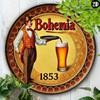 Vintage Böhmisches Bier Metallschild Rund 8x8 Zoll Aluminium Wandkunst Heim Büro Dekor Langlebiges Geschenk für Bar Cafe Wohnzimmer Innen Außen