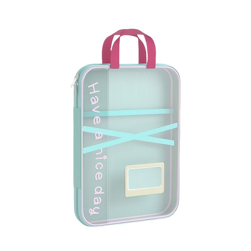 Gradient Mesh A4 File Folder, 4-layer Classified Storage, Portable with Handle, Ideal for Student and Office Use.
