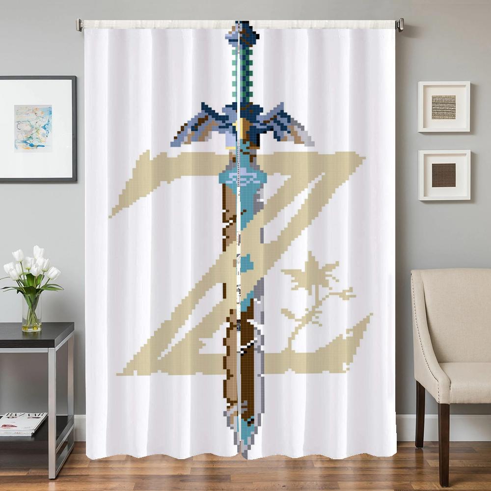 

Домашний интерьер Кухня Шторы для гостиной 2 шт. Плотные шторы Дверная штора Z-zelda-a Разделительная перегородка Спальня Украшение W132xH213cmx2pcs-CL