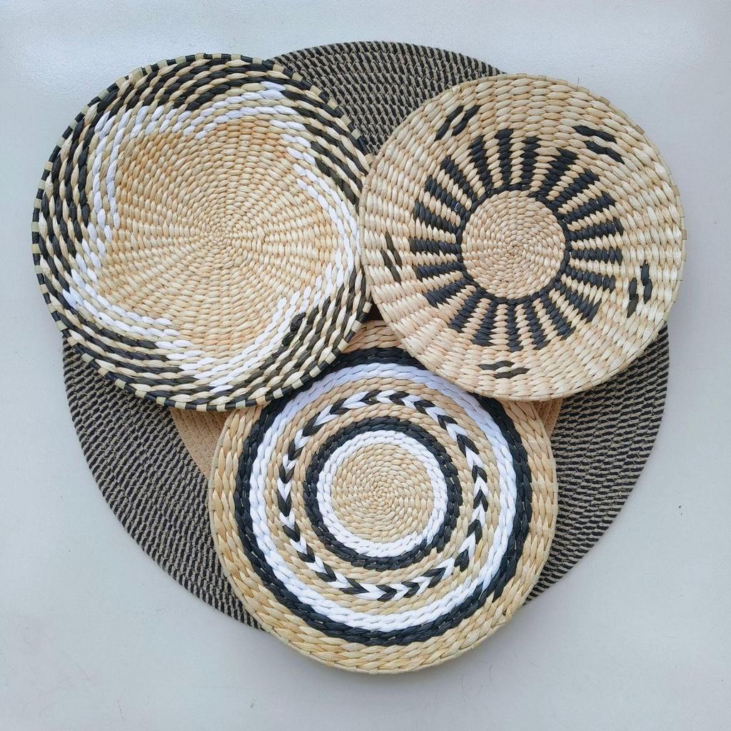 Handmade Bohemian Woven Grass Wall Basket Set - Perfect for Living Room and B&B Entrance Decor