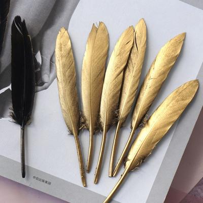 Golden Feather Decoration Handicraft Shooting Props Background Spray Gold Feather Decoration Material