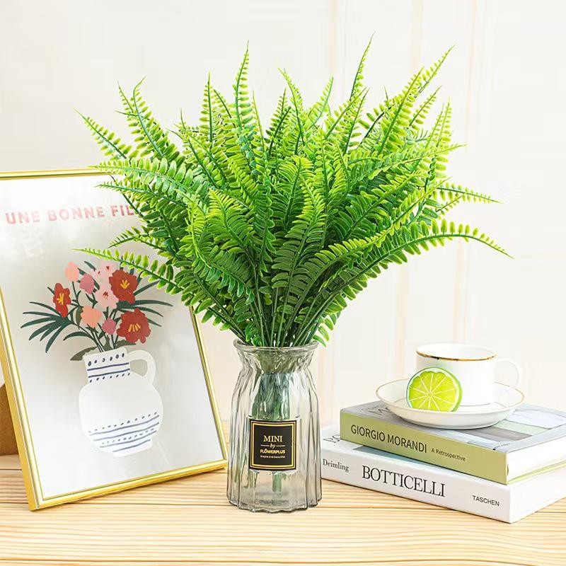 7-Branch Persian Leaf Bouquet for Hotel & Wedding Decor - Green Plant Wall Accessory