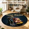 Courage the Cowardly Dog Personalized Round Rug Support Custom Name, Soft Home Decor Mat