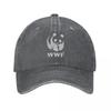 WWF Urocza Panda Zwierzę Unisex Czapki Baseballowe Zniszczone Prane Czapki Czapka Moda Outdoor Letnia Miękka Bez Struktury Snapback Czapka