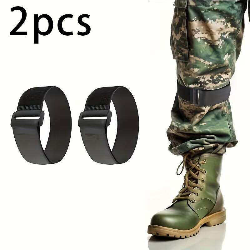 1pair Bike Leg Strap Elastic Velcro Cycling Trouser Straps for Men Women Self-Adhesive Hook and Adjustable Loop Straps for Pants