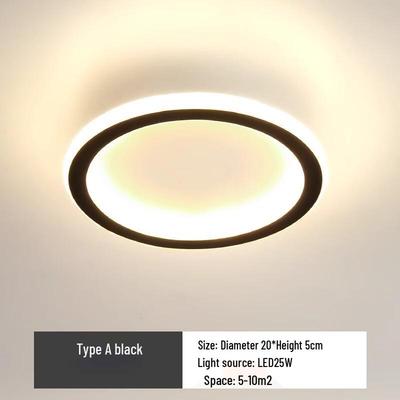 Modern Black Round LED Ceiling Light for Hallways