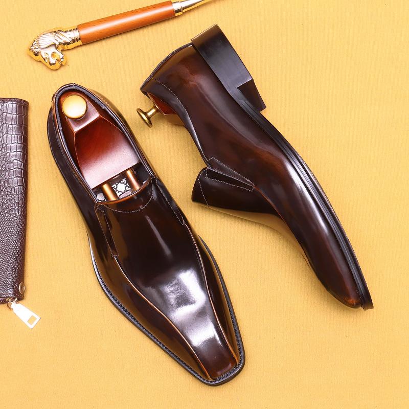 British Business Dress Leather Shoes Men'S Wedding Groom Shoes Leather Toe Loafers