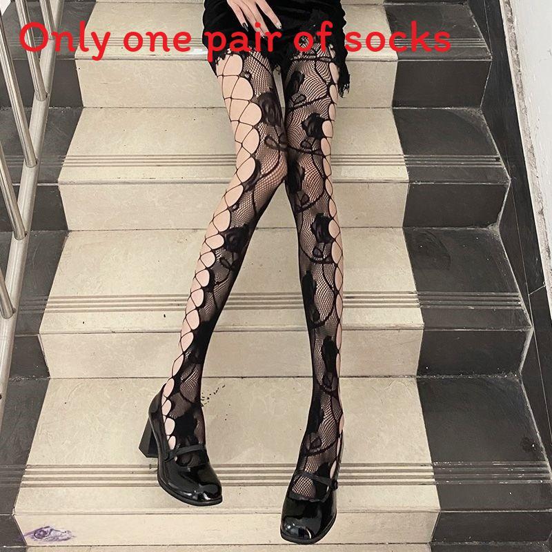 Vintage Lace Flower Mesh Stockings For Women With Sheer Hollow Floral Design For Spring Fashion