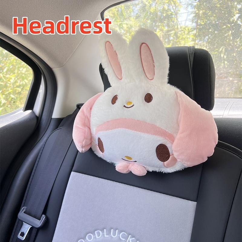 Very Cute Kuromi My Melody Cinnamoroll Headrest Back Cushion Kawaii Japanese Style Car Decoration Nap Pillow Blanket Girl