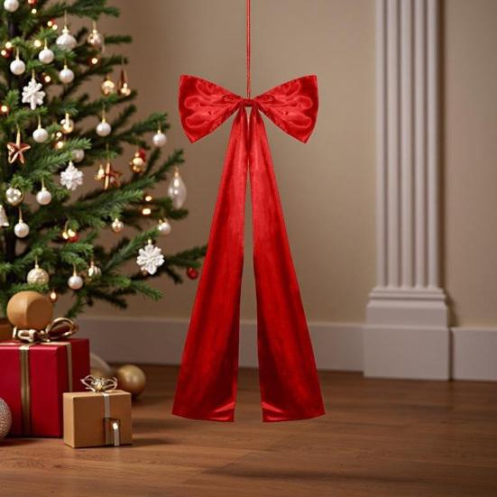 Christmas Tree Topper Bow Large Tree Topper Satin Bow Decoration for Home Wedding Birthday Party Holiday Decor
