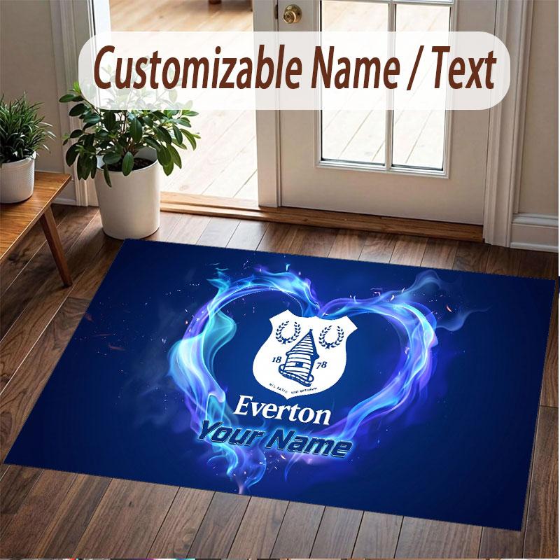Custom Rug Everton FC Pattern Print Name Text Soft Non‑Slip Floor Carpet for Home Indoor Decoration