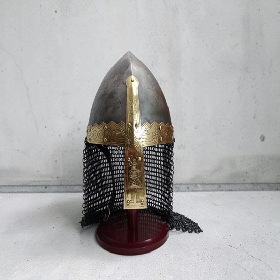 Viking Combat Helmet with Brass Inlay and Chainmail  Reenactment Grade