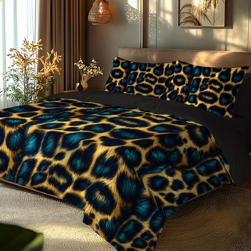 Comforter 3D Digital Printed Featuring A Wild Leopard Print Pattern Suitable For All Seasons Machine Washable