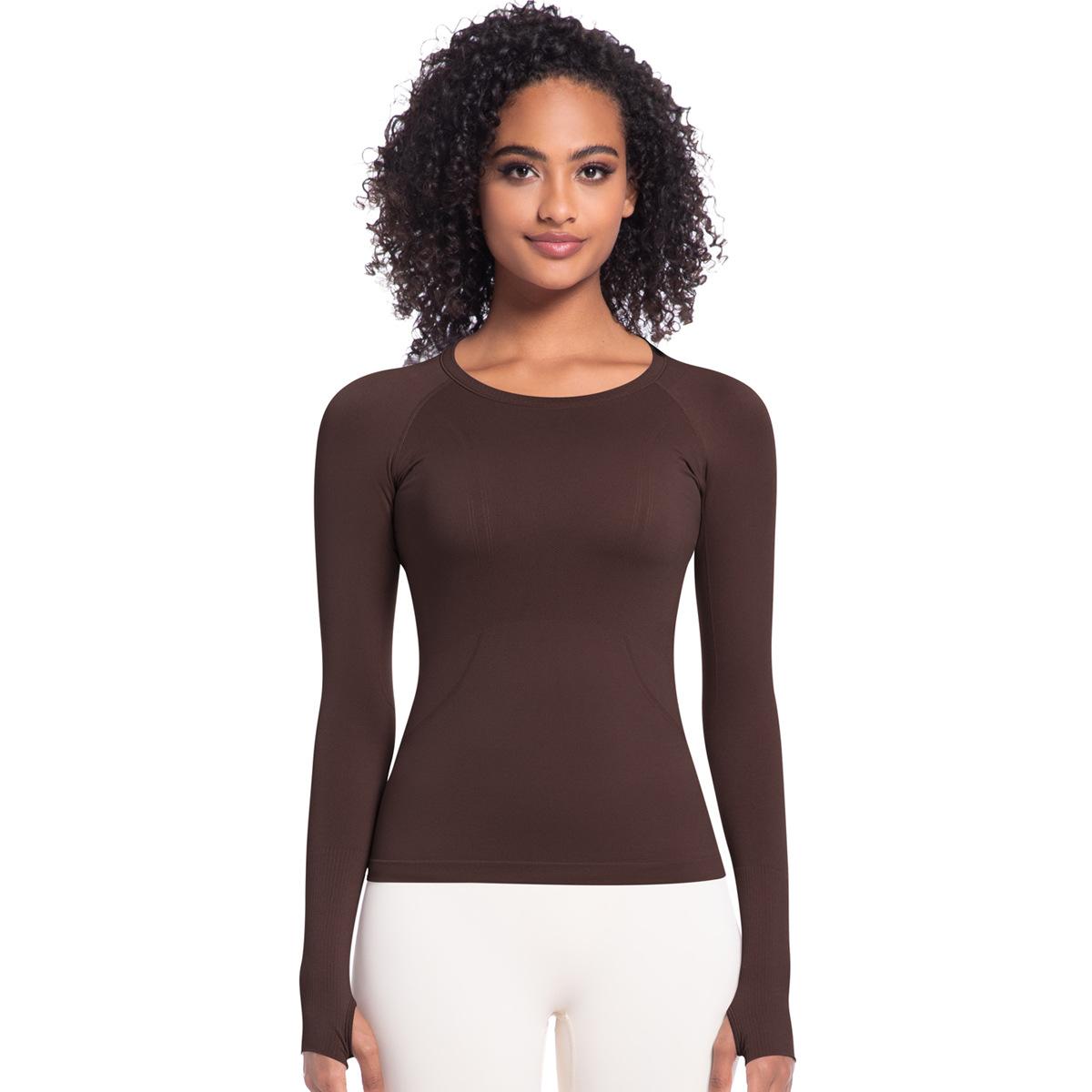 

Новый бесшовный цельный топ для йоги, высокоэластичный, облегающий, с длинным рукавом, дышащий, быстросохнущий, для бега и фитнеса, спортивная футболка для женщин XL