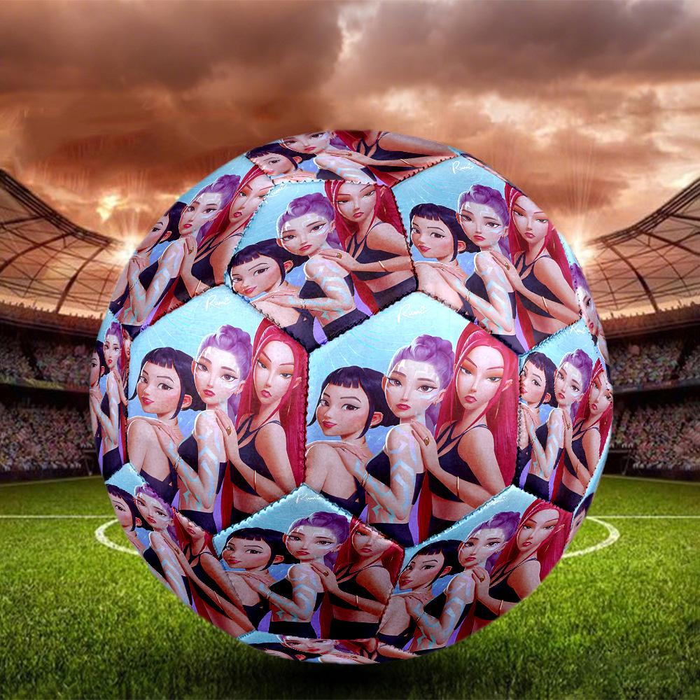 KPop Demon Hunters Print Size 5 Soccer Ball, Standard Match Football for Sports Game and Team Practice, Ideal Gift for Soccer Fans