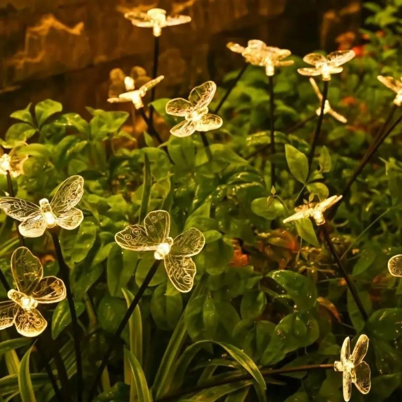 1PC 6LED Solar Butterfly Garden Stake Lights Outdoor Waterproof Solar Powered Decorative Light for Yard Patio Pathway Decoration