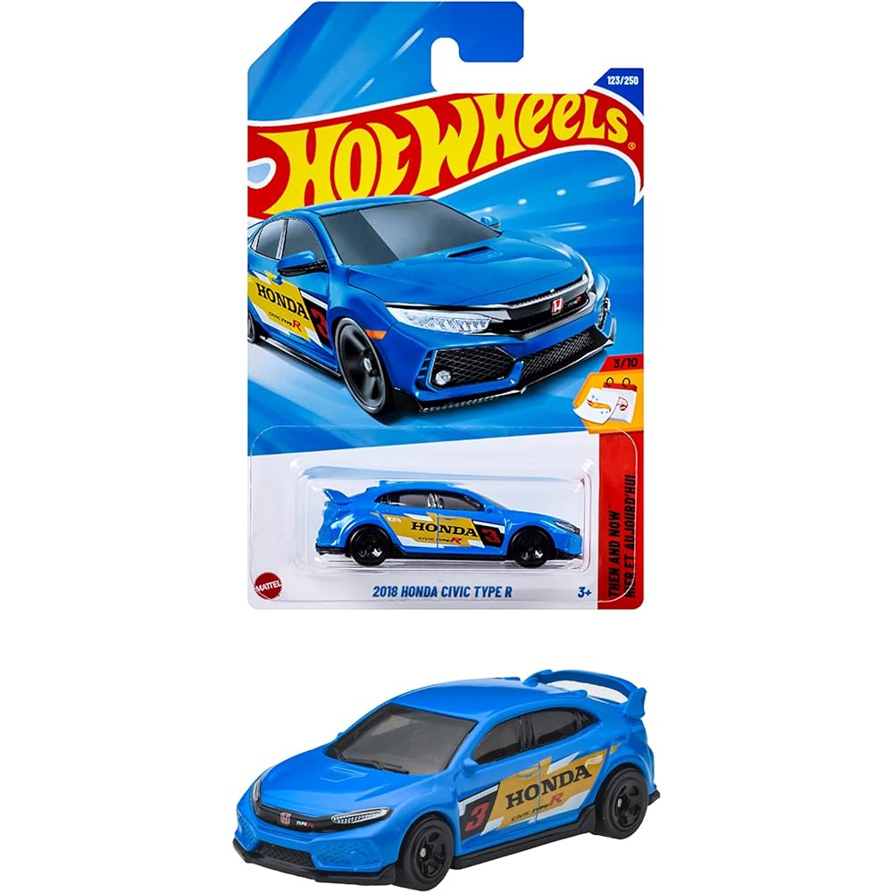 

Hot Wheels Basic Car 2018 Honda Civic Type R Toy Vehicle Miniature Blue 3 Years and Up