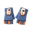Children's Astronaut Half finger Gloves with Velvet Warm Flip Baby Writing Gloves Cold Proof and Thickened Primary School Students' Gloves