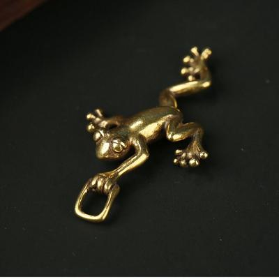 Creative Small Leaping Frog Statue Frog Solid Brass Miniatures Figurines Animal Handicrafts Tea Pet Car Keychain