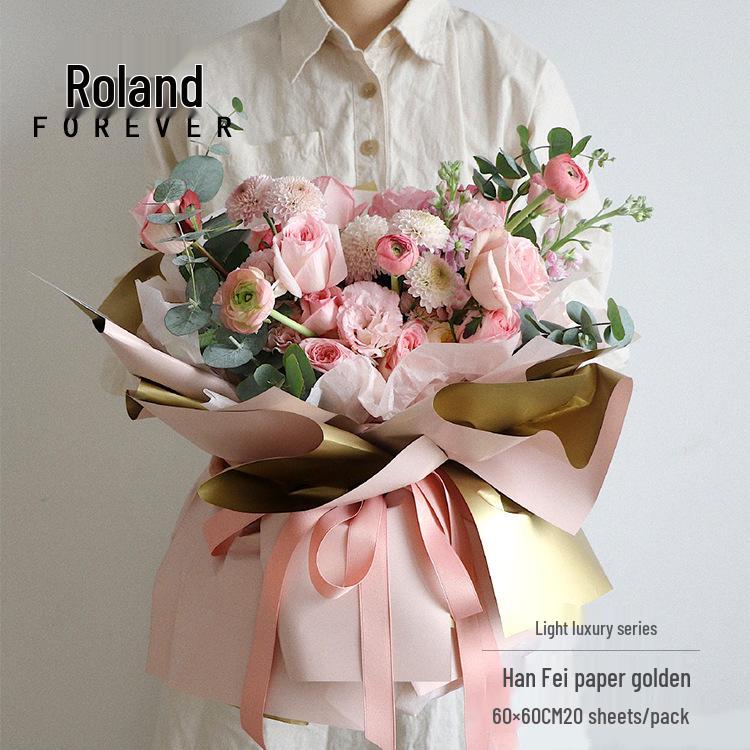 Roland Goldfolie Geschenkpapier - Koreanischer Stil, Zweifarbig, Wasserdicht, Leichter Luxus Blumenstraußverpackung