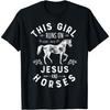 LJYYR This Girl Runs On Jesus and Horses T-Shirt, Horse Riding Equestrian Tshirt Novelty Graphic Tee T Shirt