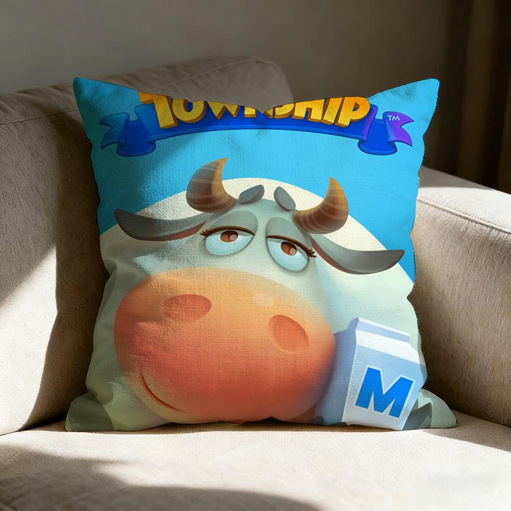 Kwaii Anime T-Township Pillow Case pillowcase, double-sided printed, sofa cushion, bedroom headboard pillow
