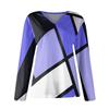 Women's Fashion Casual Temperament V-neck Irregular Striped Geometric Print Long Sleeve Blouse