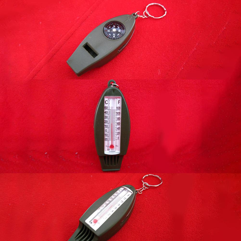 4Pcs 4 in 1 Emergency Whistle with Compass Thermometer Magnifier Portable Survival Multitool for