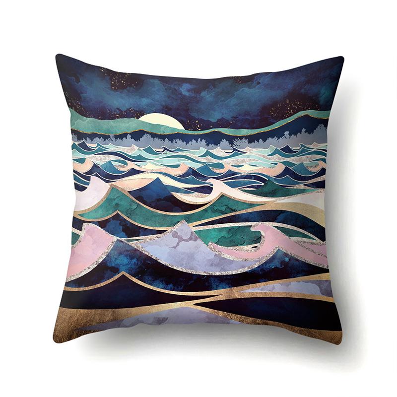 Polyester Pillow Cover Mountain Print Pillow Cover Waist Cushion Cover Car Cushion Head Cushion Cover Premium Durable