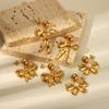 Gold Color Stainless Steel Bowknot Drop Earrings For Women Pierce Drop Stud Accessory