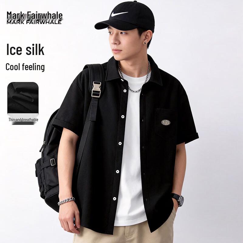 

Mark Fairwhale Men s Ice Silk Cooling Short-Sleeve Casual Shirt L