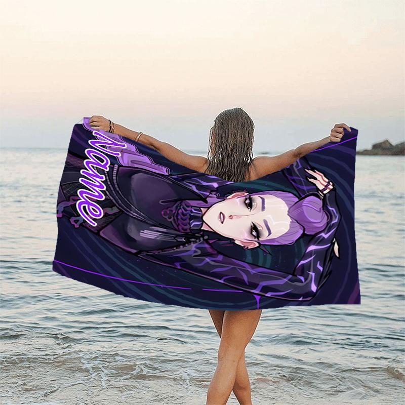 1pc KPop Demon Hunters33 Beach Towel with Custom Name, Beach/Swimming/Bath/Picnic/Camping Towel, Suitable for Seaside Beaches