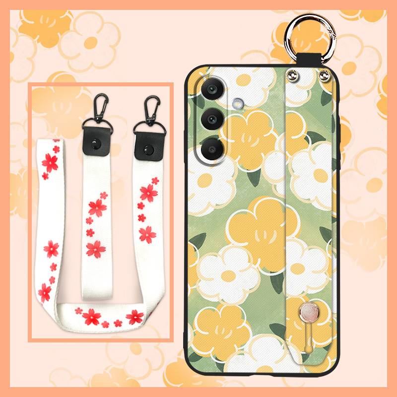 Anti-dust Wrist Strap Phone Case For Samsung Galaxy M56 5G/SM-M566B Kickstand Flower Shockproof Protective Soft case