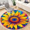 1PC Sunflower Mandala Office Round Area Rug,  Mat Suitable ForOffice, Under Office Chairs Bedroom Living Room Home Decor, Room Deco