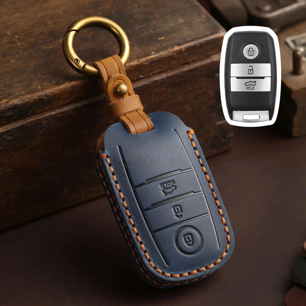 3 4 6 Buttons Key Fob Remote Fit For Kia Sportage Cerato Optima K3 K4 K5 Rio Picanto K2 Soul Sorento Ski Sedona Genuine Leather Auto Key Fob Cover