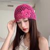 Flower Hollowed Out Knitted Hat Thin Weave Cap Retro Woven Pullover Cap  Spring Summer