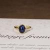 Vintage Style  Inlay Minimalist Oval Sea Blue Gemstone Rings For Women'S Creative Fashion Party Jewelry Adjustable Opening