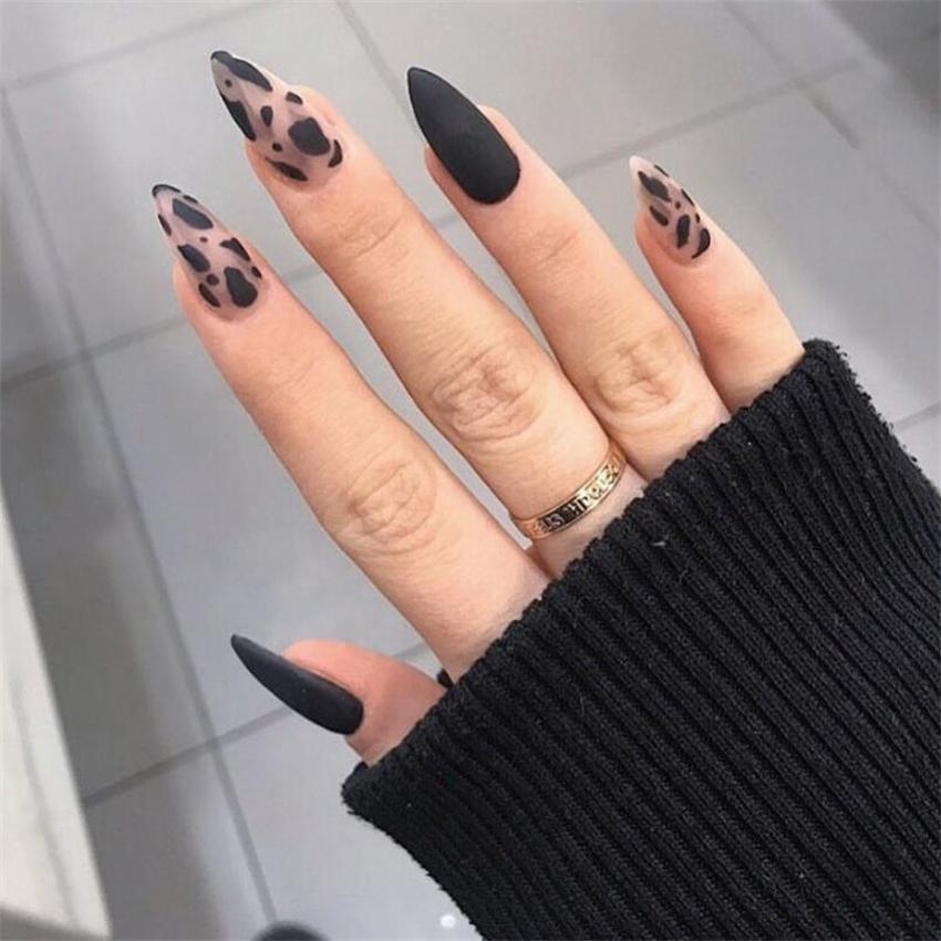 24Pcs Removable Ballerina Fake Nails Almond Shaped Press On Nails For Women Girls Nail Art Decoration